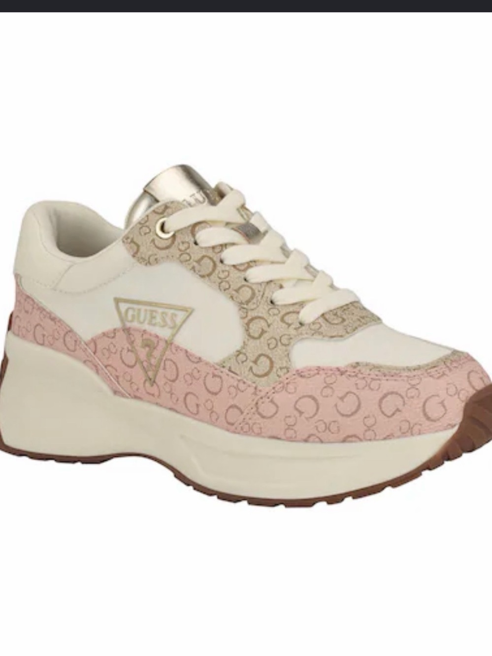 Guess Pink, Cream & Tan Logo Platform Sneakers